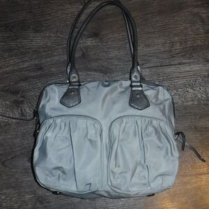 MZ Wallace Gray Nylon Satchel Handbag Purse Silver Hardware Casual Everyday Bag